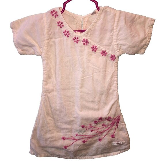 Alejandra Kearl Dress 18 24 Months Pink Embroidered Tunic Cotton Gown Gauzy - Picture 1 of 10